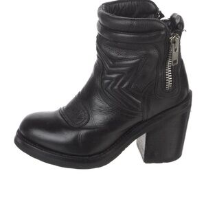 Ash Black Leather Moto Boots